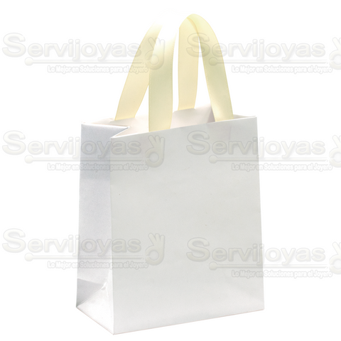 Bolsa De Papel Mate Grande Con Listón Blanco (paq. 10pzas) 2814.WH