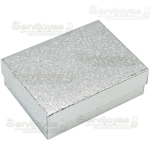 Caja de Cartón Estrella Mediana para Juego Chico: Arete, Cadena con Dije. Plateado Medidas: 8.1x6.2x2.5cm 1112.SL