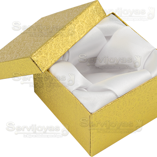 Caja de Cartón Estrella Cuadrada Alta para Brazalete/Reloj. Dorado Medidas: 8.5x8.5x5.5cm 1116.GD