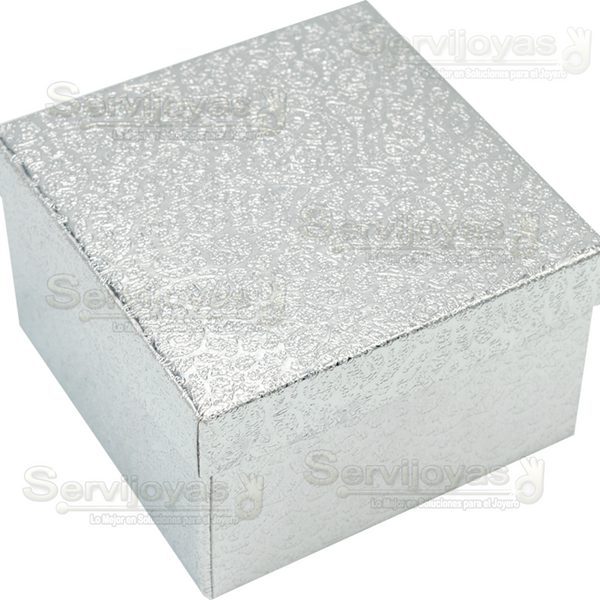 Caja de Cartón Estrella Cuadrada Alta para Brazalete/Reloj. Plateado Medidas: 8.5x8.5x5.5cm 1116.SL