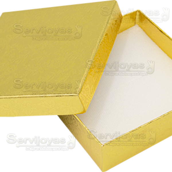 Caja de Cartón Fiore Mediana con Inserto de Algodón para Aretes/Cadena con Dije. Gold Medidas: 8.5x6x3cm 1123.GD