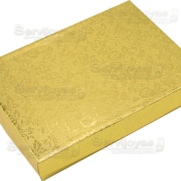 Caja de Cartón Fiore con Inserto de Algodón para Collar Chico. Gold Medidas: 14x9.5x2.5cm 1125.GD