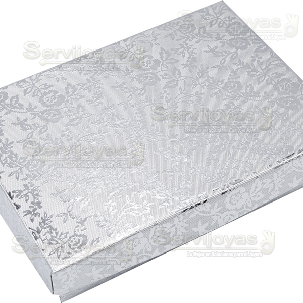 Caja de Cartón Fiore con Inserto de Algodón para Collar Chico. Silver Medidas: 14x9.5x2.5cm 1125.SL