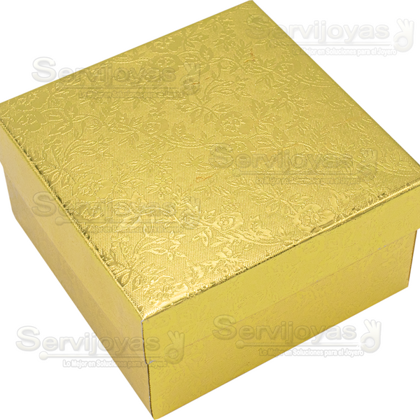 Caja de Cartón Fiore con Inserto de Algodón para Collar Mediano. Gold Medidas: 15.5x13x3cm 1126.GD