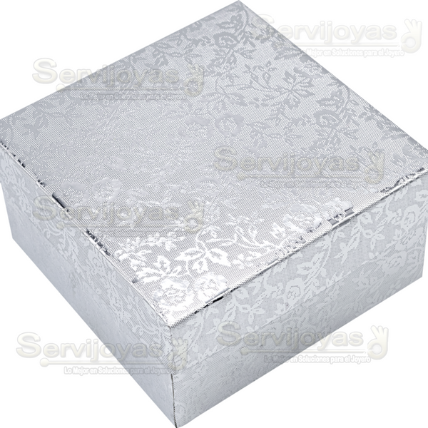 Caja de Cartón Fiore con Inserto de Algodón para Collar Mediano. Silver Medidas: 15.5x13x3cm 1126.SL