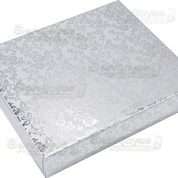 Caja de Cartón Fiore con Inserto de Algodón para Pulsera. Silver Medidas: 20.5x5x2.5cm 1128.SL