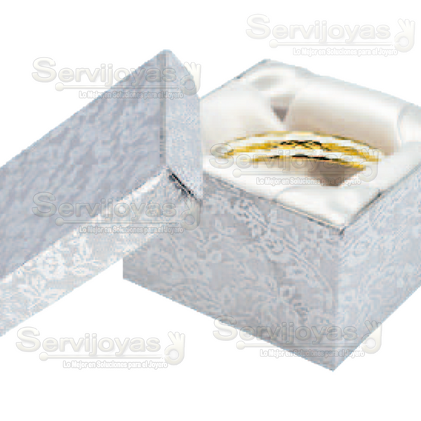 Caja de Cartón Fiore Cuadrada Alta para Brazalete. Silver Medidas: 9.5x9.5x2.5cm 1129.SL