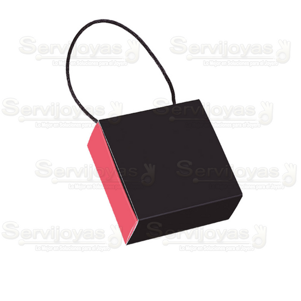 Caja Paris Chica Negro con Coral Medidas: 6x6x3cm 1180.CO