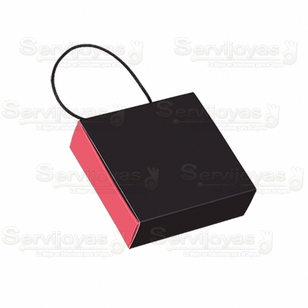 Caja Paris Mediana Negra Con Coral Medidas: 9x9x3cm 1181.CO