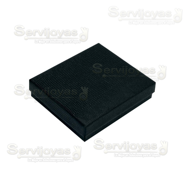 Caja De Cartón Glam Cuadrada Para Juego Grande: Arete, Cadena Con Dije Negro Medidas: 10.2x9.2x2.5cm 1403.BK