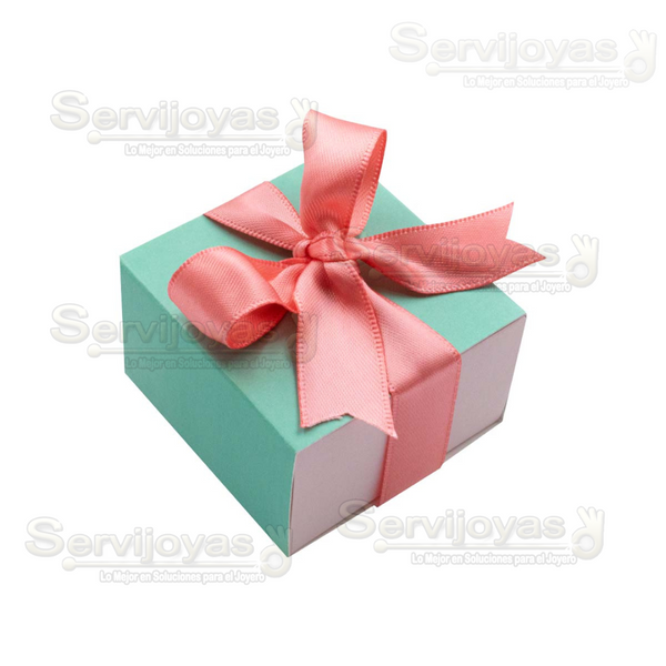 Caja Bliss Para Anillo/Broquel - Aqua/Rosa Claro Medidas: 5.5x5.5x3.5cm 1410.AQ/LP