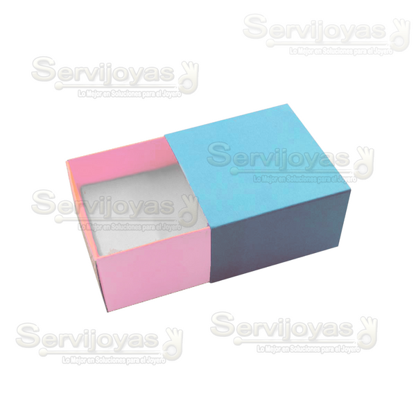 Caja Bliss Para Anillo/Broquel - Azul/Rosa Medidas: 5.5x5.5x3.5cm 1410.BL/PK