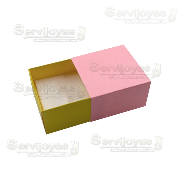 Caja Bliss Para Anillo/Broquel - Rosa/Amarillo Medidas: 5.5x5.5x3.5cm 1410.PK/YW