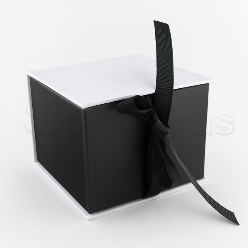 CAJA MURANO RELOJ BLANCO/NEGRO: 8.5x8.5x7cm 1434.WH/BK