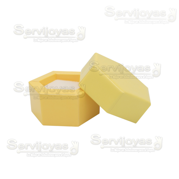 Caja De Cartón Hexagonal Chica Amarillo Medidas: 7.5x6.5x3.5cm 1440.YL