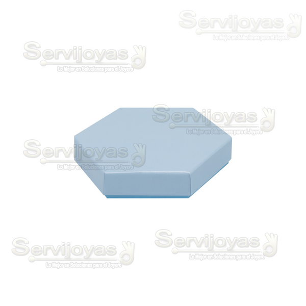 Caja De Cartón Hexagonal Grande Azul Claro Medidas: 12.5x10.8x2.2cm 1441.LB