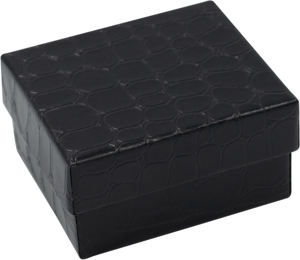Caja de Cartón Croco Negro Chica para Anillo o Aretes Medidas: 5.8x5x3cm 1461.BK
