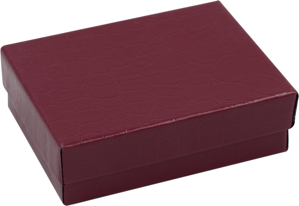 Caja de Cartón Croco Vino Mediana para Aretes o Cadena con Dije Medidas: 8x6x2.5cm 1462.WN