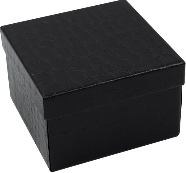 Caja de Cartón Croco Negro Cuadrada Alta para Brazalete o Reloj Medidas: 8.5x8.5x5.5cm 1466.BK