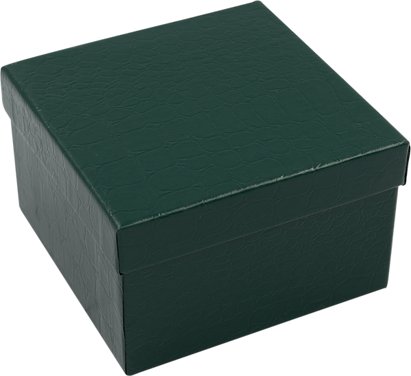 Caja de Cartón Croco Verde Cuadrada Alta para Brazalete o Reloj Medidas: 8.5x8.5x5.5cm 1466.GR