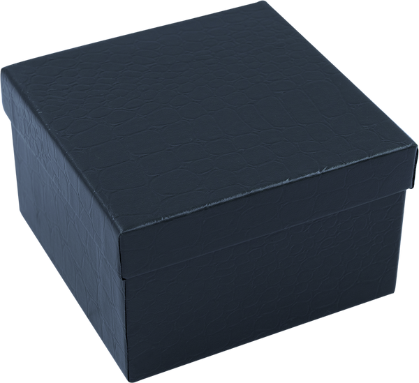 Caja de Cartón Croco Azul Cuadrada Alta Para Brazalete o Reloj Medidas: 8.5x8.5x5.5cm 1466.NB