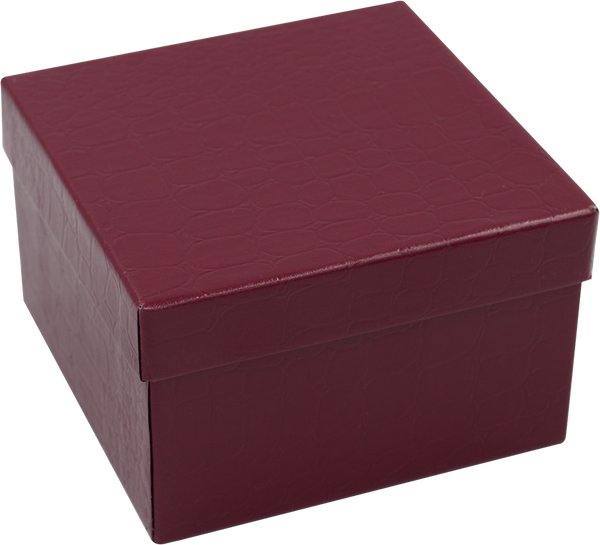 Caja de Cartón Croco Vino Cuadrada Alta Para Brazalete o Reloj Medidas: 8.5x8.5x5.5cm 1466.WN