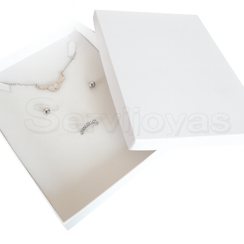 Caja de Collares, Anillo y Aretes Multicolor Blanca Medidas: 15x18.5x3cm 1485.WH