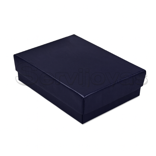 Caja para Aretes Largos y/o Juego Chico Lino Azul Marino Medidas: 8x6x2.5cm 1492.NB