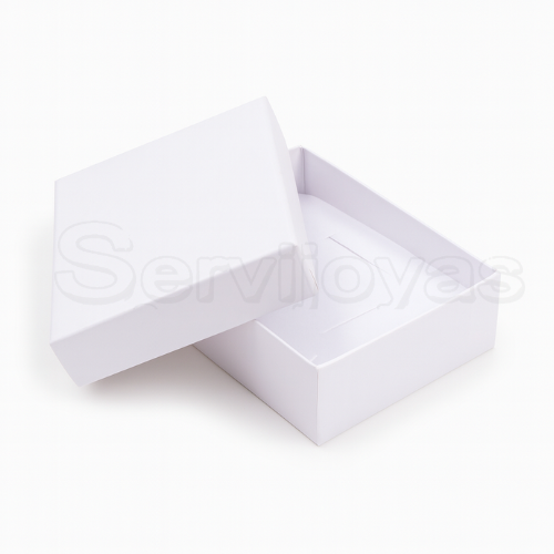 Caja para Aretes Largos y/o Juego Chico Lino Blanca Medidas: 8x6x2.5cm 1492.WH