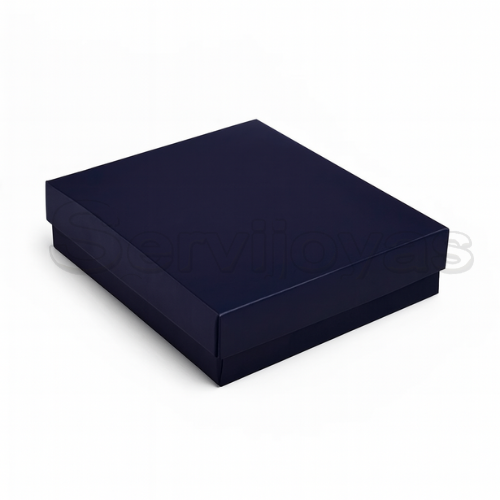 Caja Cuadrada para Juego Grande Lino Azul Marino Medidas: 10.2x9.2x2.5cm 1493.NB