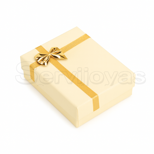Caja Regalo Aretes/Cadena Crema Medidas: 5x7.5x2.3cm 1603.CR