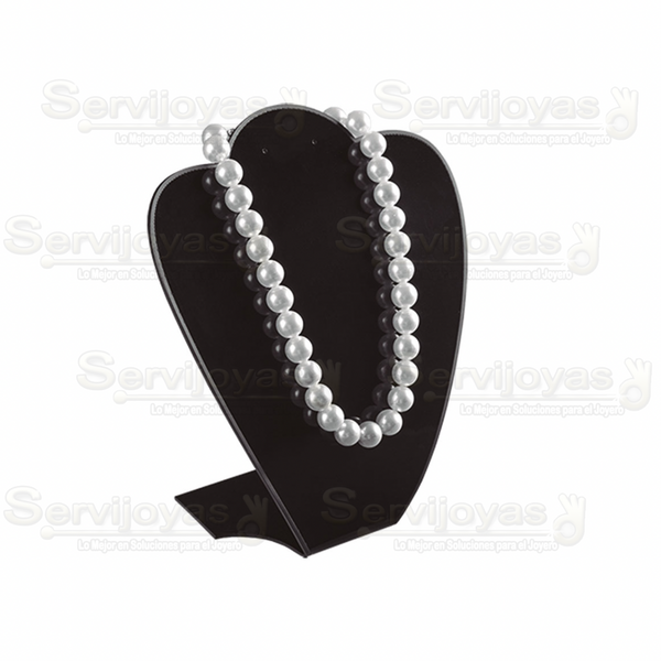 Exhibidor Acrílico Negro Cuello Corazón Grande para Juego: Collar y Aretes Medidas: 22x10x25cm 5471.BK