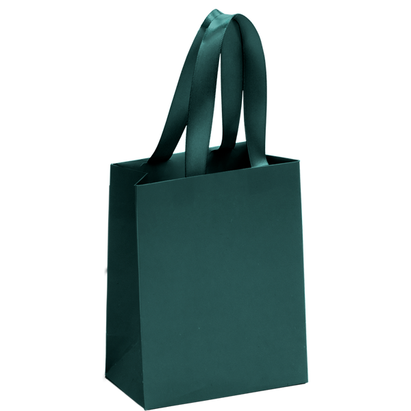 Bolsa De Papel Mate Mediana Con Listón - Esmeralda Medidas: 11.5x6x14cm 2812.ES