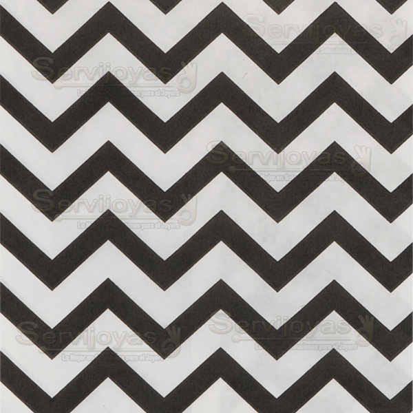 Bolsa de Papel Plana Chevron Negro Grande (100 pzs) Medidas: 21.5x27.9cm 2823.CH/BK
