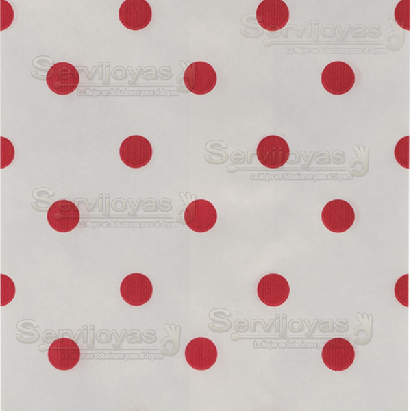 Bolsa de Papel Plana Polka Dots Blanco/Rojo Mediana (100 pzs) Medidas: 15.2x22.8cm 2822.WH/RD