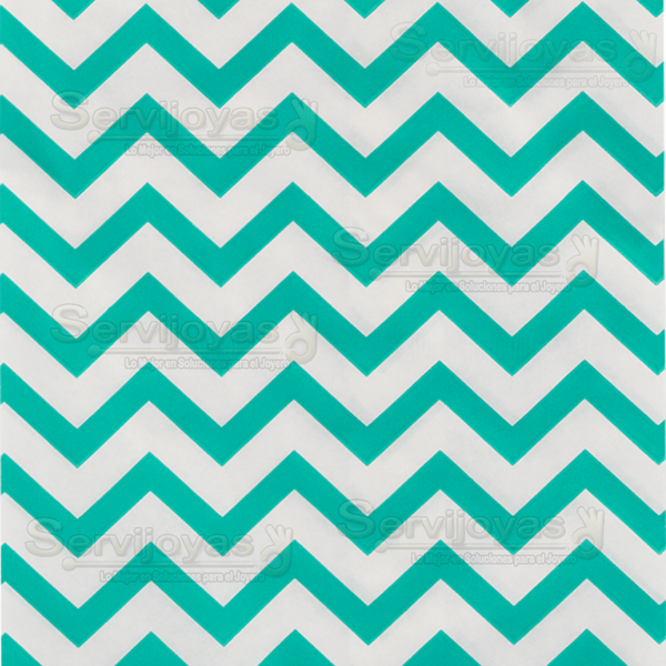 Bolsa de Papel Plana Chevron Aqua Chica (100 pzs) Medidas: 12.7x17.7cm 2821.CH/AQ