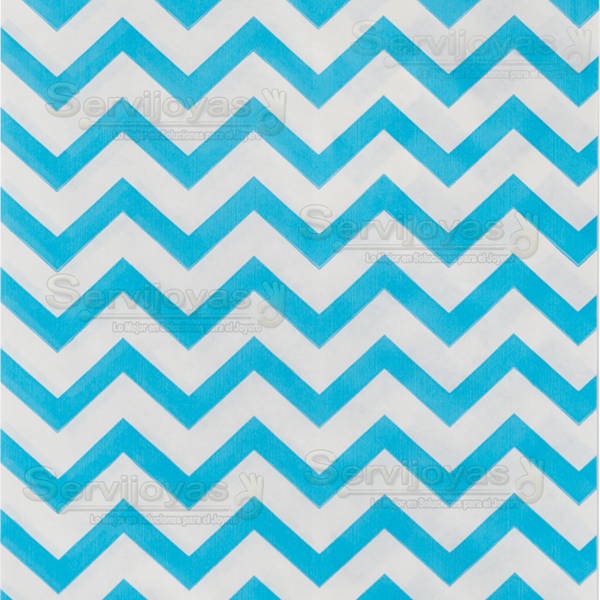 Bolsa de Papel Plana Chevron Azul Mediana (100 pzs) Medidas: 15.2x22.8cm 2822.CH/BL