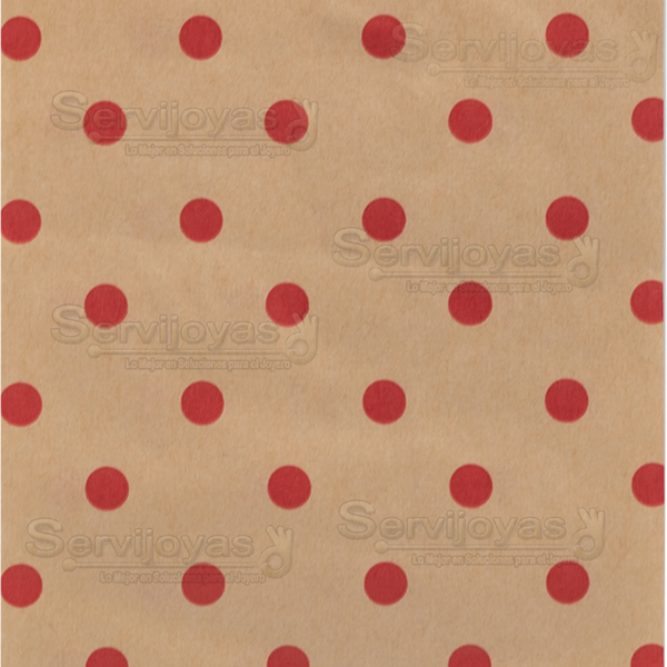 Bolsa de Papel Plana Polka Dots Kraft/Rojo Mini (100 pzs) Medidas: 10.1x15.2cm 2820.KF/RD