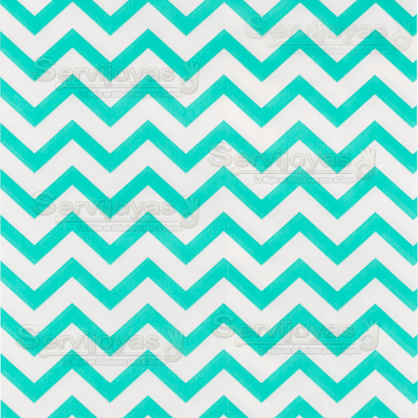 Bolsa de Papel Plana  Chevron Aqua Mediana (100 pzs) Medidas: 15.2x22.8cm 2822.CH/AQ