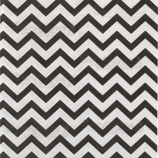 Bolsa de Papel Plana Chevron Negro Mediana (100 pzs) Medidas: 15.2x22.8cm 2822.CH/BK
