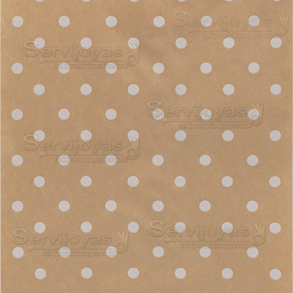 Bolsa de Papel Plana Polka Dots Kraft/Blanco Mediana (100 pzs) Medidas: 15.2x22.8cm 2822.KF/WH