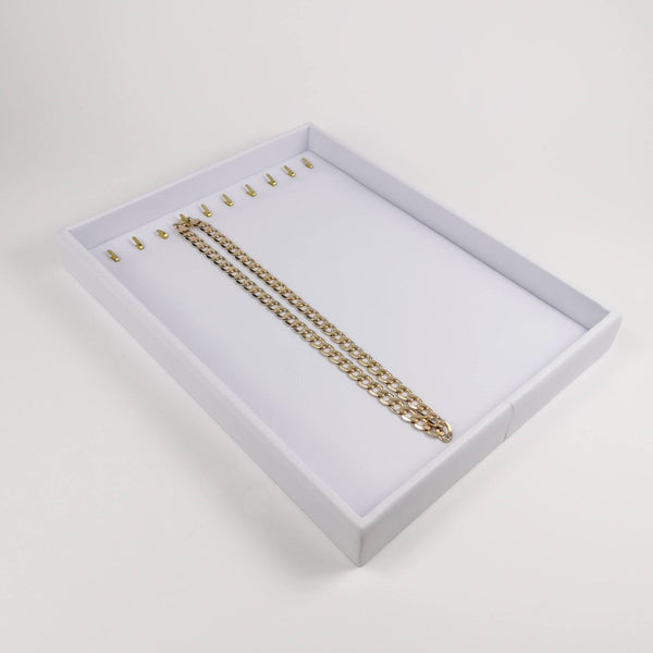 Exhibidor Nacional Vinipiel Blanco Charola 10 Cadenas Medidas: 22x29x3cm 303B