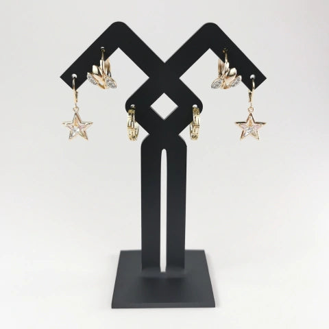 Ramita de acrílico negro mate para 3 pares de aretes Grande 339NM