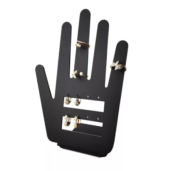 Mano de acrílico negro mate para anillos y aretes 340NM