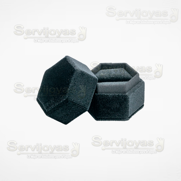 ESTUCHE VELVET HEXAGONAL CHICO PARA ANILLO - NEGRO 3691.BK