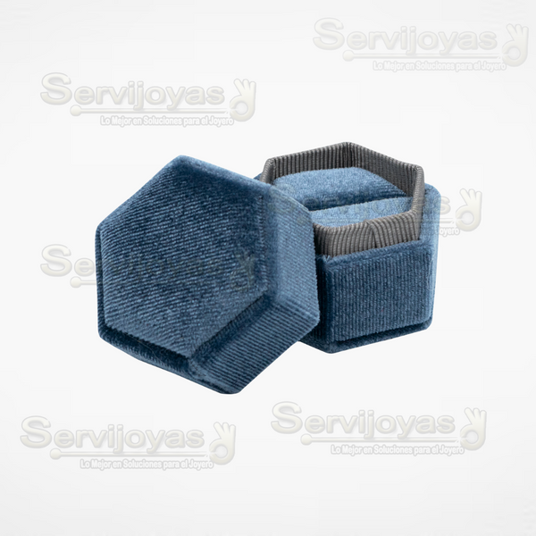 ESTUCHE VELVET HEXAGONAL CHICO PARA ANILLO - NAVY 3691.NB