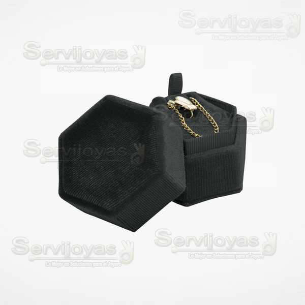 ESTUCHE VELVET HEXAGONAL GRANDE JUEGO/ DIJE - NEGRO 3693.BK
