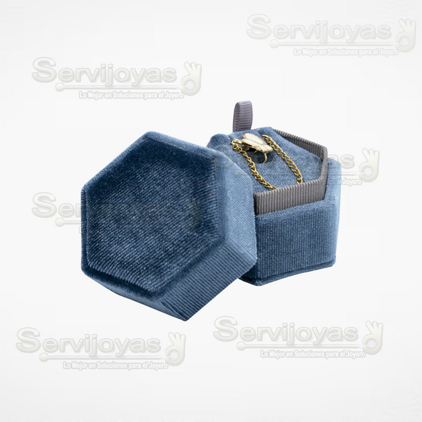 ESTUCHE VELVET HEXAGONAL GRANDE JUEGO/ DIJE - NAVY 3693.NB