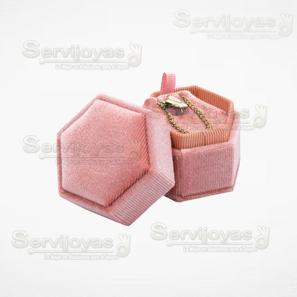 ESTUCHE VELVET HEXAGONAL GRANDE JUEGO/ DIJE - ROSA 3693.PK
