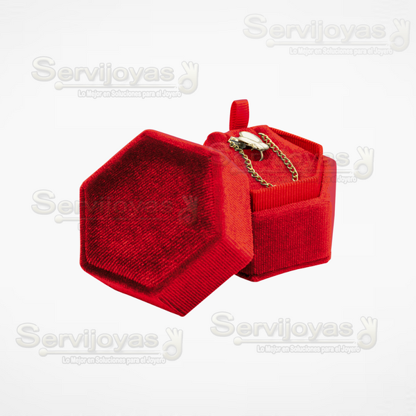 ESTUCHE VELVET HEXAGONAL GRANDE JUEGO/ DIJE - ROJO 3693.RD